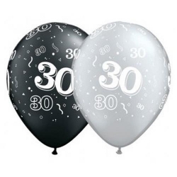 Balony z nadrukiem cyfra 30 lat (trzydziestka) 5 szt
